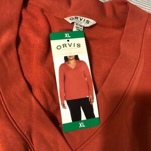 Orvis Women's V-Neck Sweater in Warm Orange